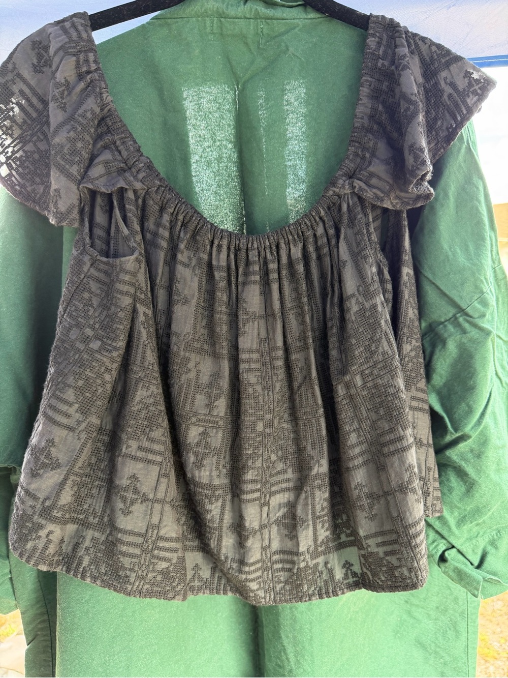 Capulet Black Textured Ruffle-Neck Blouse